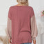 Peach Blossom Colorblock Striped Bishop Sleeve Top