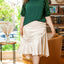 Beige Satin Split Ruffled High Waist Plus Size Skirt