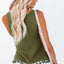 Green Tasseled Crochet Hollow-out Knit Tank