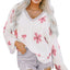 White Floral Print Lightweight Knit Hooded Sweater