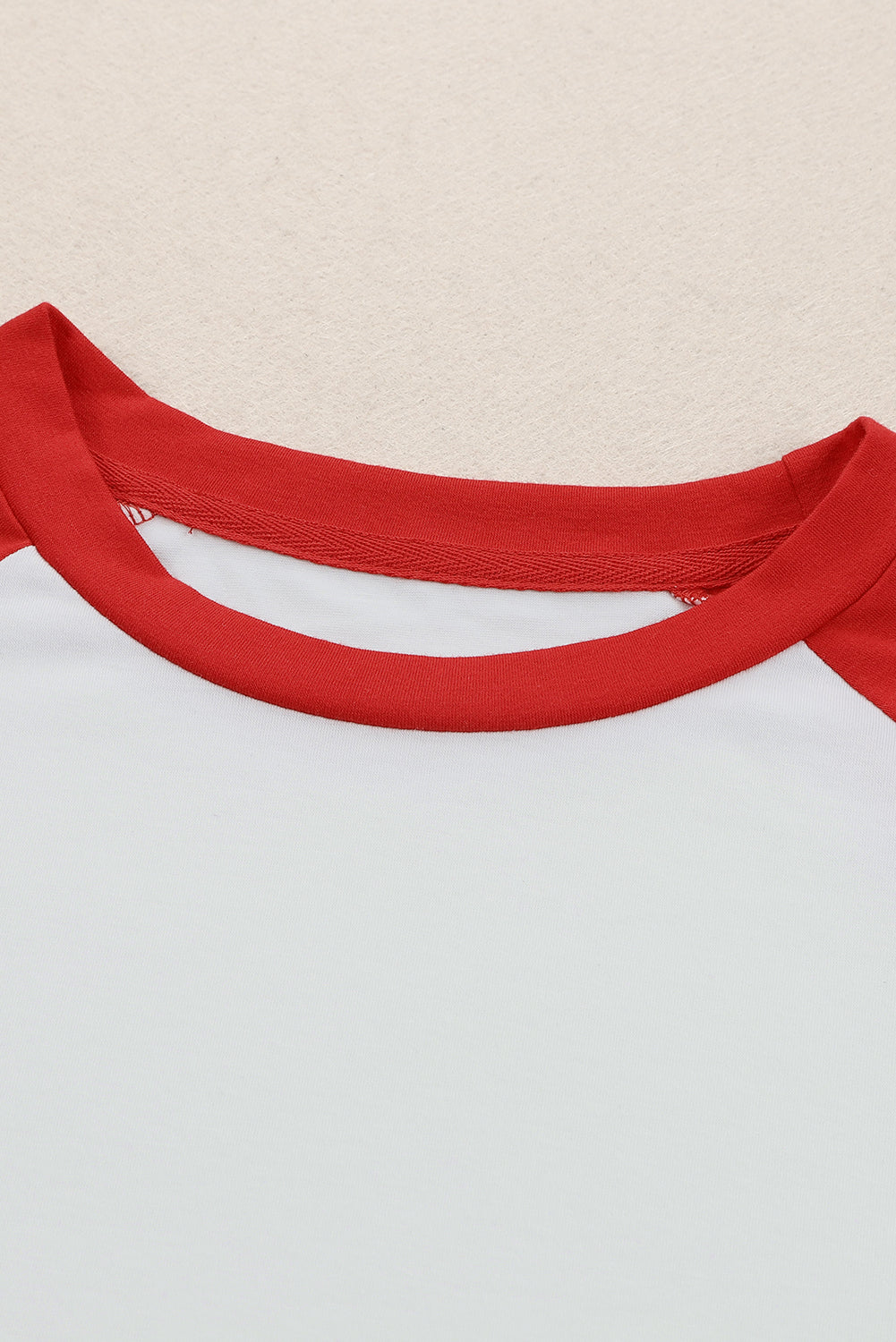 Fiery Red Color Block Raglan Sleeve Pullover Top