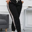 Black Plus Size Contrast Leopard Side Panel Joggers