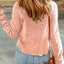 Blue Textured Round Neck Long Sleeve Top