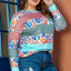 Pink Stripe Plus Size Colorblock Pullover Top