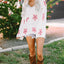 White Floral Print Lightweight Knit Hooded Sweater