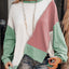 Light French Beige Colorblock Stitching Irregular Hem Long Sleeve Top