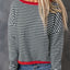 Contrast Trimmed Striped Drop Shoulder Sweater