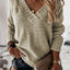 White V neck Drop Shoulder Knitted Sweater