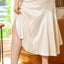 Beige Satin Split Ruffled High Waist Plus Size Skirt