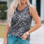 Gray Leopard Print Crew Neck Tank Top