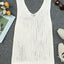 White Hollowed Knit V Neck Tank Top