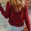 Blue Textured Round Neck Long Sleeve Top