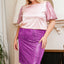 Violet Sequined High Waist Plus Size Midi Skirt