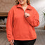 Orange O-ring Zipper Pocketed Plus Size Sweatshirt