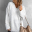 White V neck Drop Shoulder Knitted Sweater