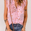 Pink Floral Print Drawstring Frill Trim Sleeveless Top