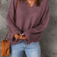 purple Waffle Knit Loose Long Sleeve Top